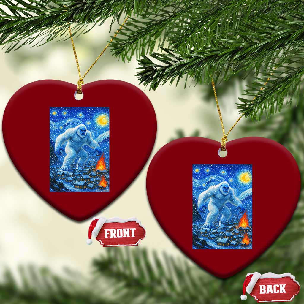 Yeti Cryptid Xmas Ceramic Ornament Winter Monster Starry Night Xmas - Print Your Wear