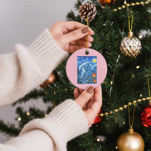 Yeti Cryptid Xmas Ceramic Ornament Winter Monster Starry Night Xmas - Print Your Wear
