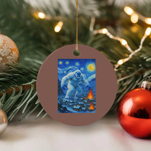 Yeti Cryptid Xmas Ceramic Ornament Winter Monster Starry Night Xmas - Print Your Wear