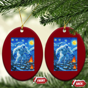 Yeti Cryptid Xmas Ceramic Ornament Winter Monster Starry Night Xmas - Print Your Wear