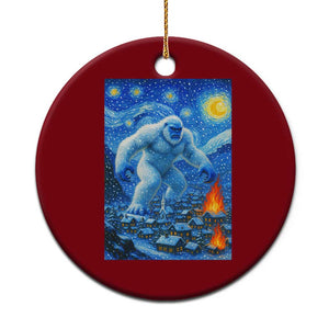 Yeti Cryptid Xmas Ceramic Ornament Winter Monster Starry Night Xmas - Print Your Wear