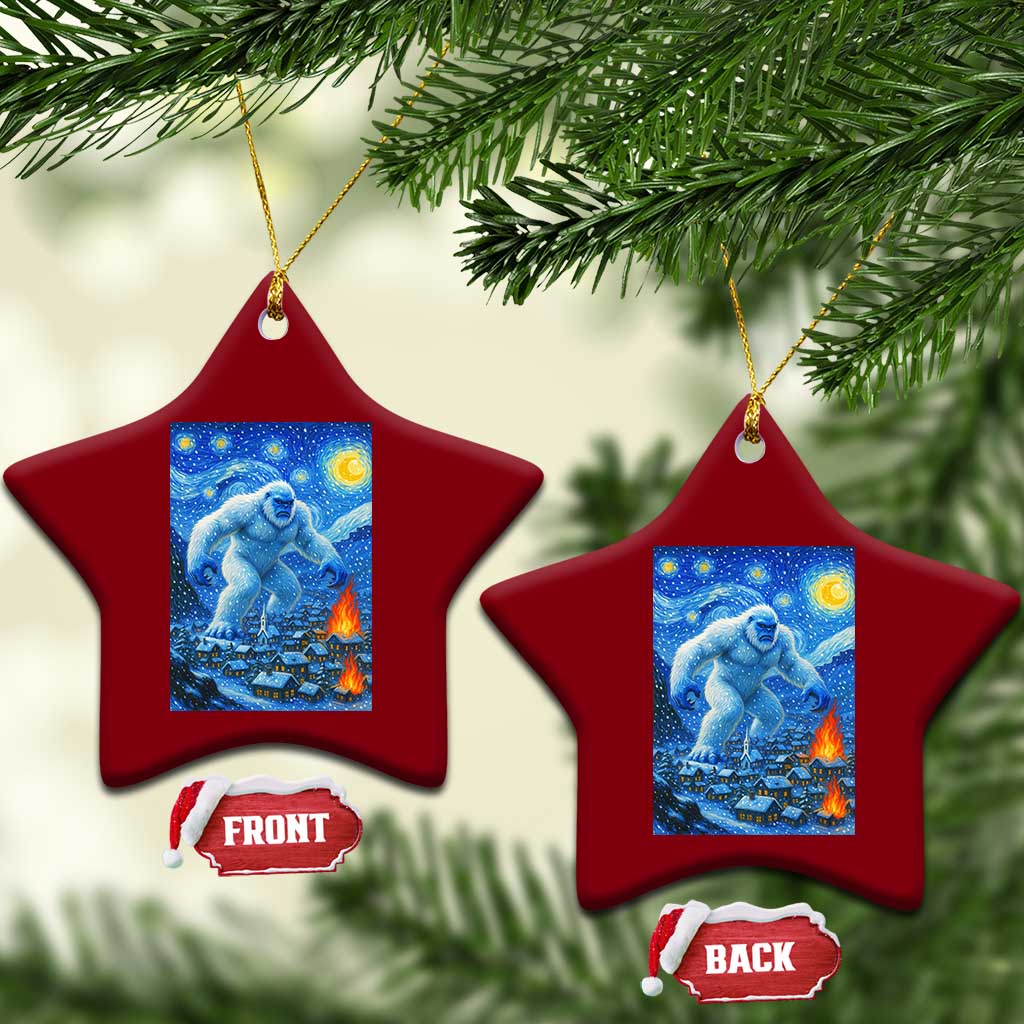Yeti Cryptid Xmas Ceramic Ornament Winter Monster Starry Night Xmas TS14 Print Your Wear