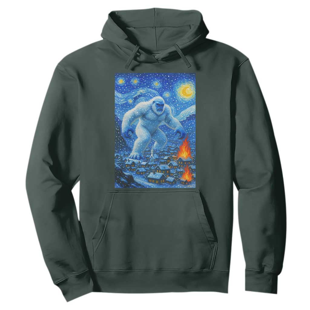 Yeti Cryptid Christmas Hoodie Winter Monster Starry Night Xmas TS14 Dark Forest Green Print Your Wear