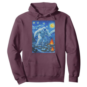 Yeti Cryptid Christmas Hoodie Winter Monster Starry Night Xmas TS14 Maroon Print Your Wear
