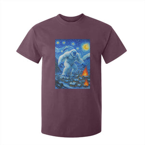 Yeti Cryptid Christmas T Shirt For Kid Winter Monster Starry Night Xmas TS14 Maroon Print Your Wear