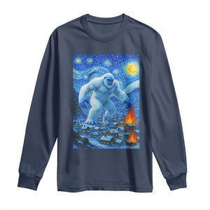 Yeti Cryptid Christmas Long Sleeve Shirt Winter Monster Starry Night Xmas TS14 Navy Print Your Wear
