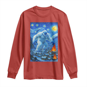 Yeti Cryptid Christmas Long Sleeve Shirt Winter Monster Starry Night Xmas TS14 Red Print Your Wear
