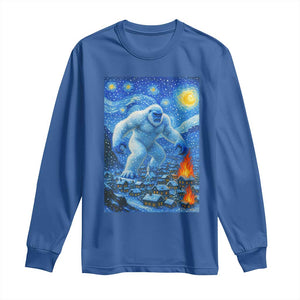 Yeti Cryptid Christmas Long Sleeve Shirt Winter Monster Starry Night Xmas TS14 Royal Blue Print Your Wear