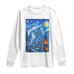 Yeti Cryptid Christmas Long Sleeve Shirt Winter Monster Starry Night Xmas TS14 White Print Your Wear