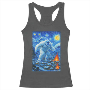 Yeti Cryptid Christmas Racerback Tank Top Winter Monster Starry Night Xmas TS14 Dark Heather Print Your Wear