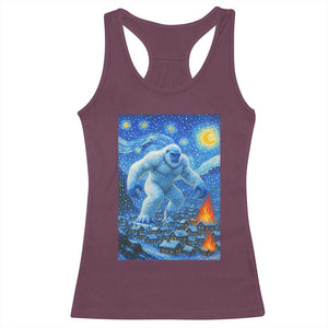 Yeti Cryptid Christmas Racerback Tank Top Winter Monster Starry Night Xmas TS14 Maroon Print Your Wear