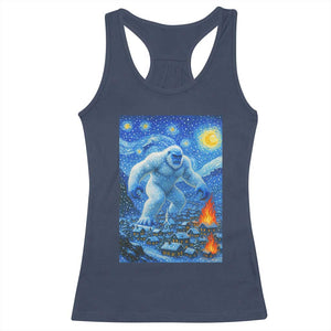 Yeti Cryptid Christmas Racerback Tank Top Winter Monster Starry Night Xmas TS14 Navy Print Your Wear