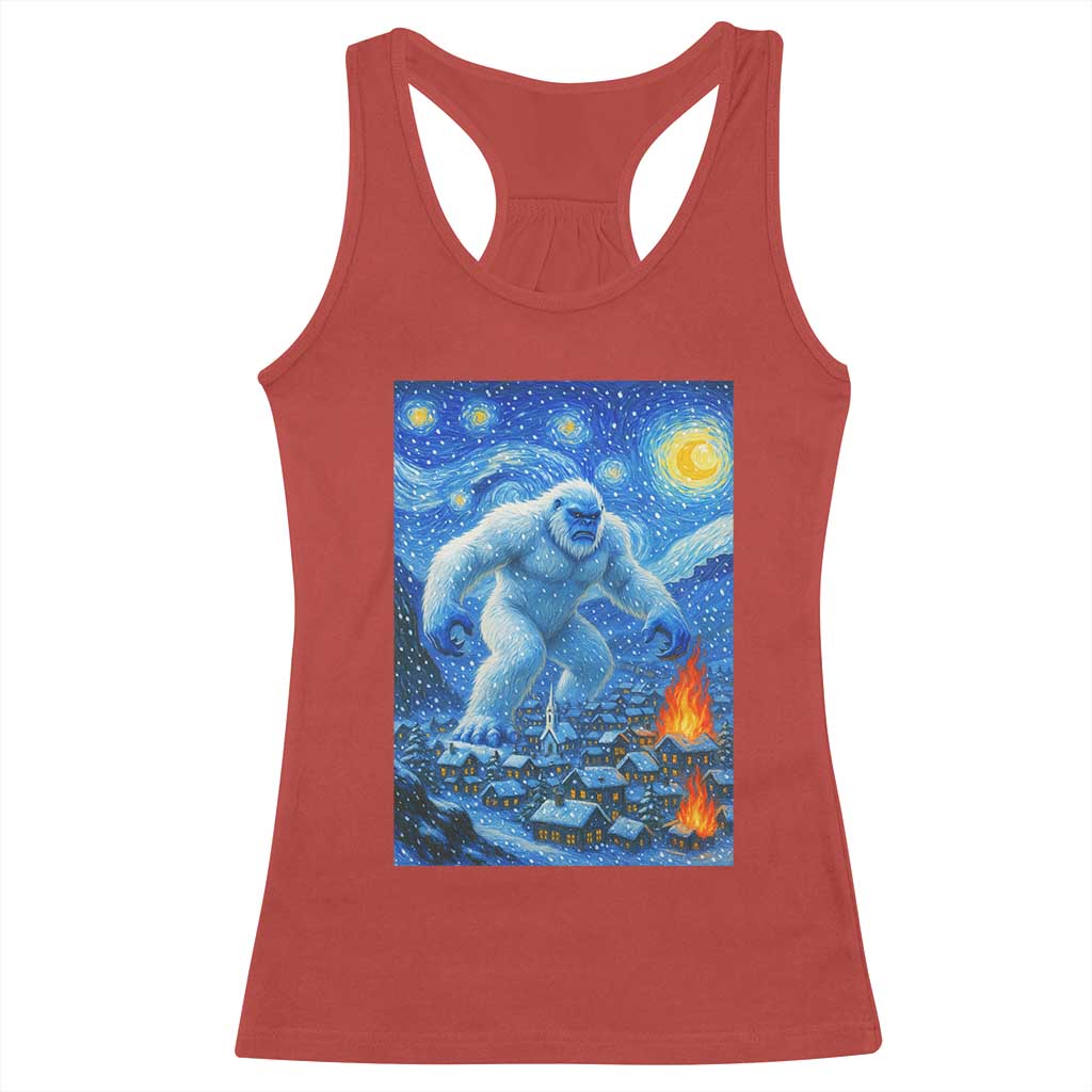 Yeti Cryptid Christmas Racerback Tank Top Winter Monster Starry Night Xmas TS14 Red Print Your Wear