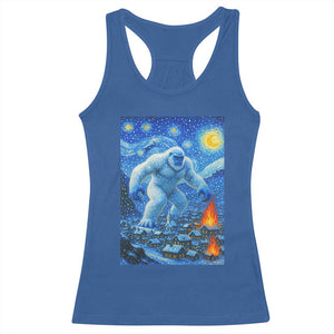 Yeti Cryptid Christmas Racerback Tank Top Winter Monster Starry Night Xmas TS14 Royal Blue Print Your Wear