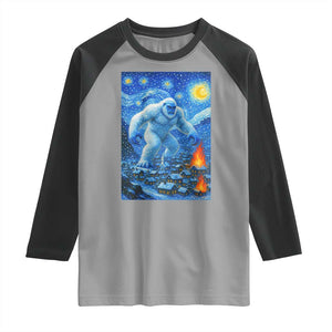 Yeti Cryptid Christmas Raglan Shirt Winter Monster Starry Night Xmas TS14 Sport Gray Black Print Your Wear