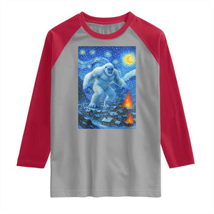 Yeti Cryptid Christmas Raglan Shirt Winter Monster Starry Night Xmas TS14 Sport Gray Red Print Your Wear