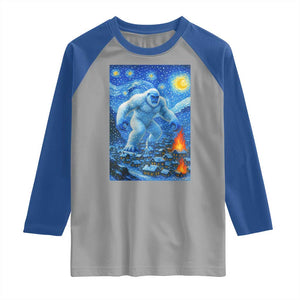 Yeti Cryptid Christmas Raglan Shirt Winter Monster Starry Night Xmas TS14 Sport Gray Royal Print Your Wear