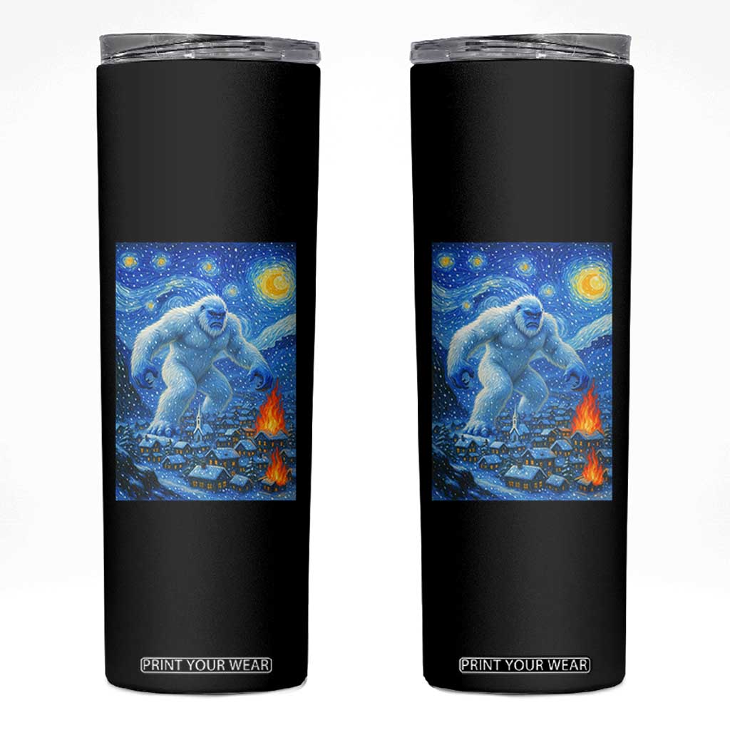 Yeti Cryptid Christmas Skinny Tumbler Winter Monster Starry Night Xmas TS14 Black Print Your Wear