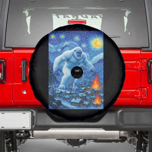 Yeti Cryptid Christmas Spare Tire Cover Winter Monster Starry Night Xmas TS14 Black Print Your Wear