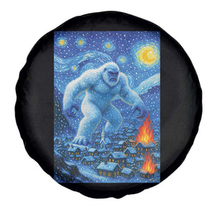 Yeti Cryptid Christmas Spare Tire Cover Winter Monster Starry Night Xmas TS14 Print Your Wear