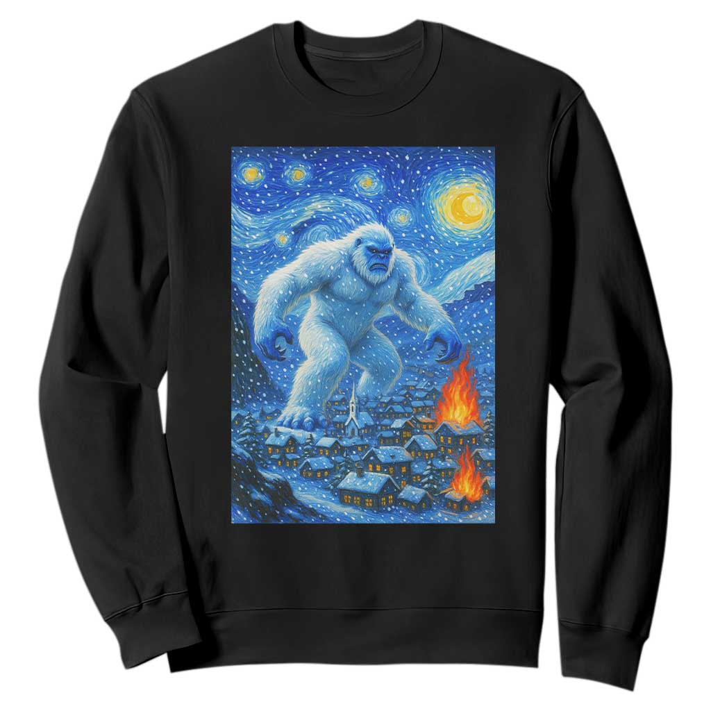 Yeti Cryptid Christmas Sweatshirt Winter Monster Starry Night Xmas TS14 Black Print Your Wear