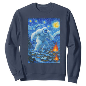 Yeti Cryptid Christmas Sweatshirt Winter Monster Starry Night Xmas TS14 Navy Print Your Wear
