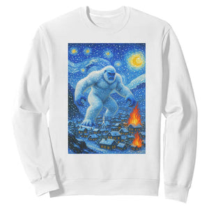 Yeti Cryptid Christmas Sweatshirt Winter Monster Starry Night Xmas TS14 White Print Your Wear