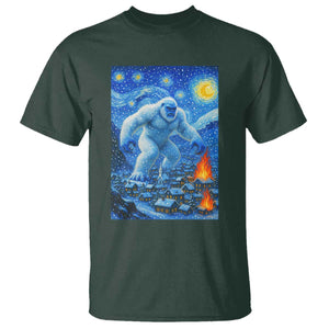 Yeti Cryptid Christmas T Shirt Winter Monster Starry Night Xmas TS14 Dark Forest Green Print Your Wear