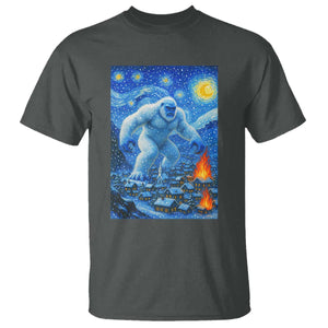 Yeti Cryptid Christmas T Shirt Winter Monster Starry Night Xmas TS14 Dark Heather Print Your Wear
