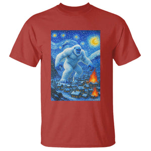 Yeti Cryptid Christmas T Shirt Winter Monster Starry Night Xmas TS14 Red Print Your Wear