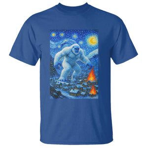 Yeti Cryptid Christmas T Shirt Winter Monster Starry Night Xmas TS14 Royal Blue Print Your Wear
