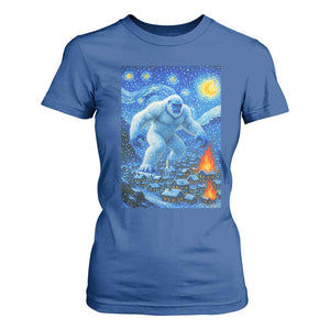 Yeti Cryptid Christmas T Shirt For Women Winter Monster Starry Night Xmas TS14 Royal Blue Print Your Wear