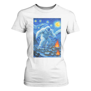 Yeti Cryptid Christmas T Shirt For Women Winter Monster Starry Night Xmas TS14 White Print Your Wear