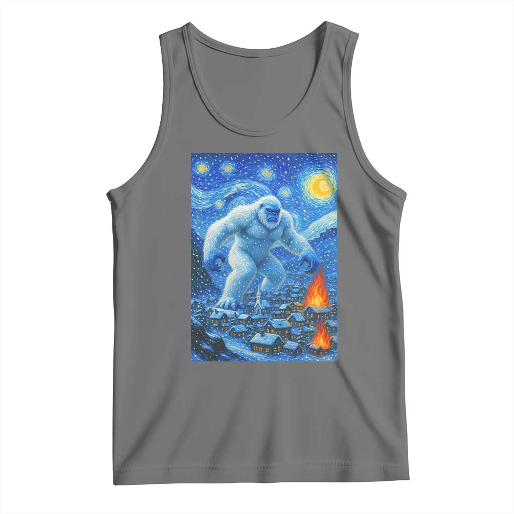 Yeti Cryptid Christmas Tank Top Winter Monster Starry Night Xmas TS14 Black Heather Print Your Wear