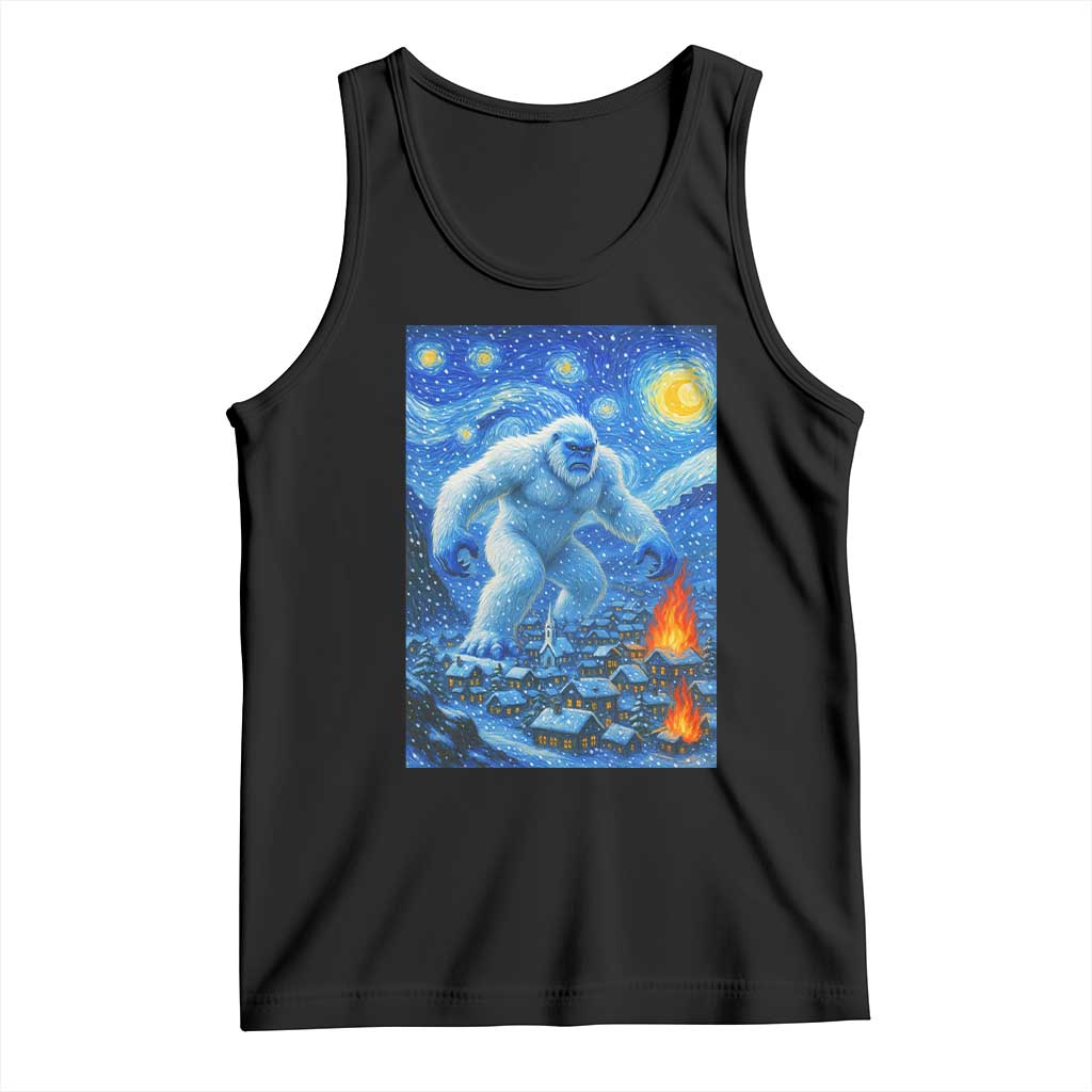 Yeti Cryptid Christmas Tank Top Winter Monster Starry Night Xmas TS14 Black Print Your Wear