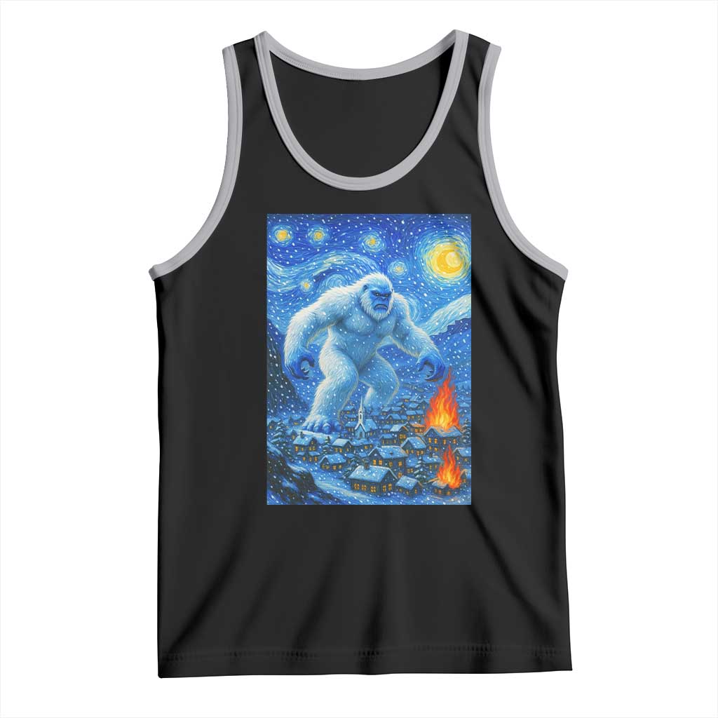 Yeti Cryptid Christmas Tank Top Winter Monster Starry Night Xmas TS14 Black Athletic Heather Print Your Wear