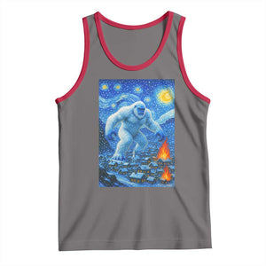 Yeti Cryptid Christmas Tank Top Winter Monster Starry Night Xmas TS14 Deep Heather Red Print Your Wear