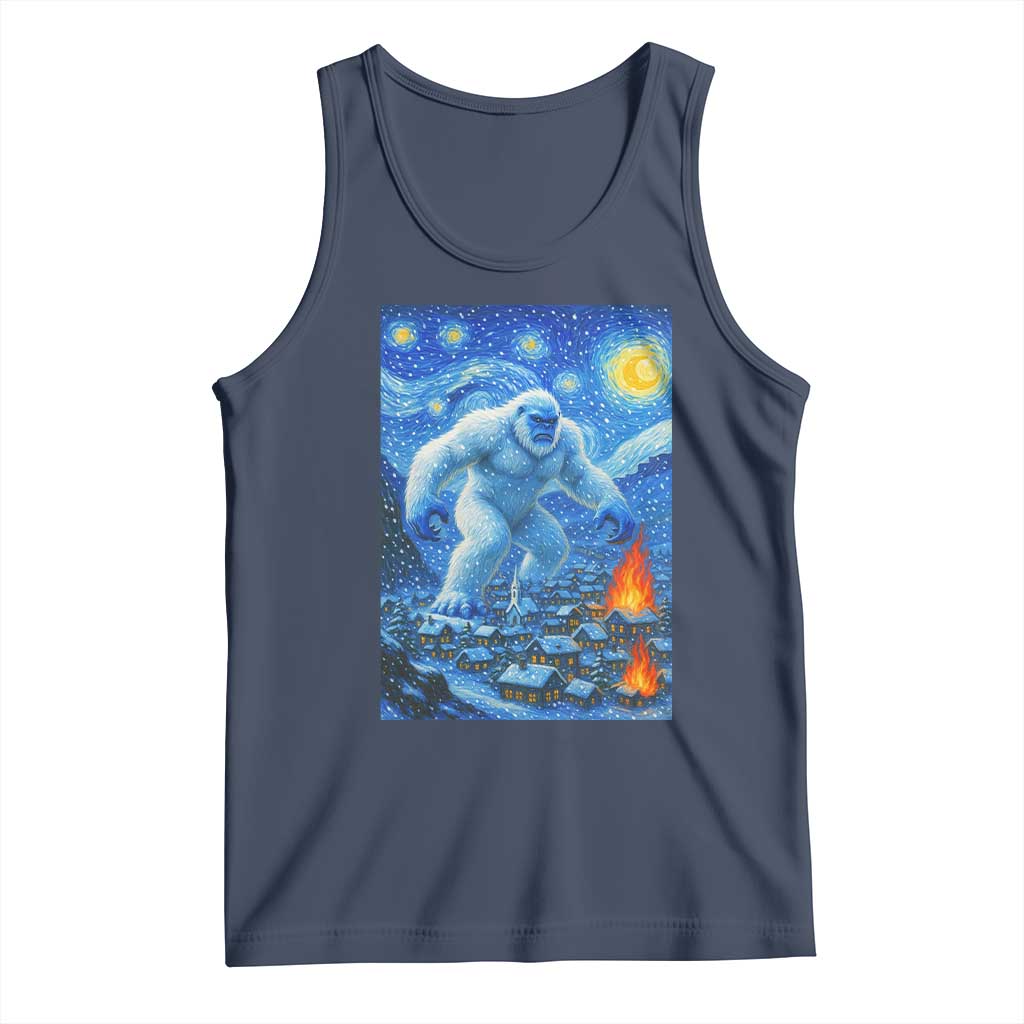 Yeti Cryptid Christmas Tank Top Winter Monster Starry Night Xmas TS14 Navy Print Your Wear