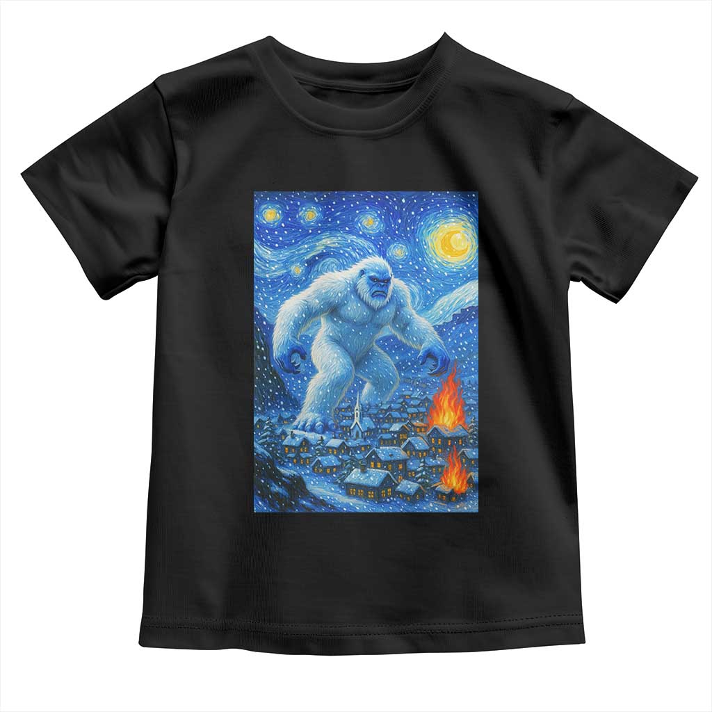 Yeti Cryptid Christmas Toddler T Shirt Winter Monster Starry Night Xmas TS14 Black Print Your Wear
