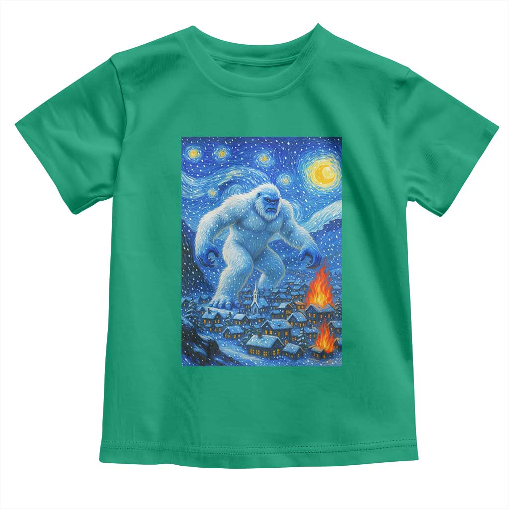 Yeti Cryptid Christmas Toddler T Shirt Winter Monster Starry Night Xmas TS14 Irish Green Print Your Wear
