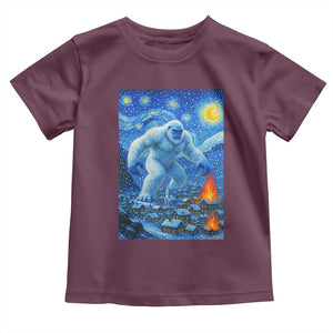 Yeti Cryptid Christmas Toddler T Shirt Winter Monster Starry Night Xmas TS14 Maroon Print Your Wear