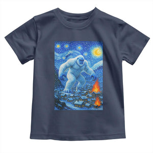 Yeti Cryptid Christmas Toddler T Shirt Winter Monster Starry Night Xmas TS14 Navy Print Your Wear
