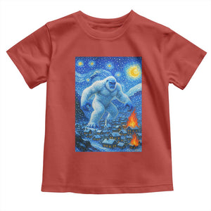 Yeti Cryptid Christmas Toddler T Shirt Winter Monster Starry Night Xmas TS14 Red Print Your Wear