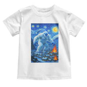 Yeti Cryptid Christmas Toddler T Shirt Winter Monster Starry Night Xmas TS14 White Print Your Wear