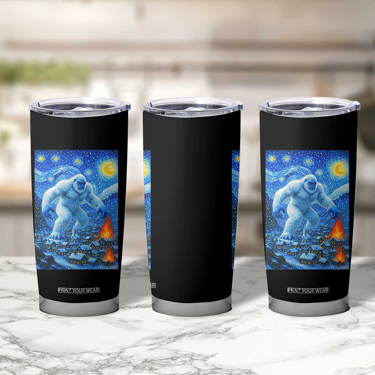 Yeti Cryptid Christmas Tumbler Cup Winter Monster Starry Night Xmas TS14 Print Your Wear