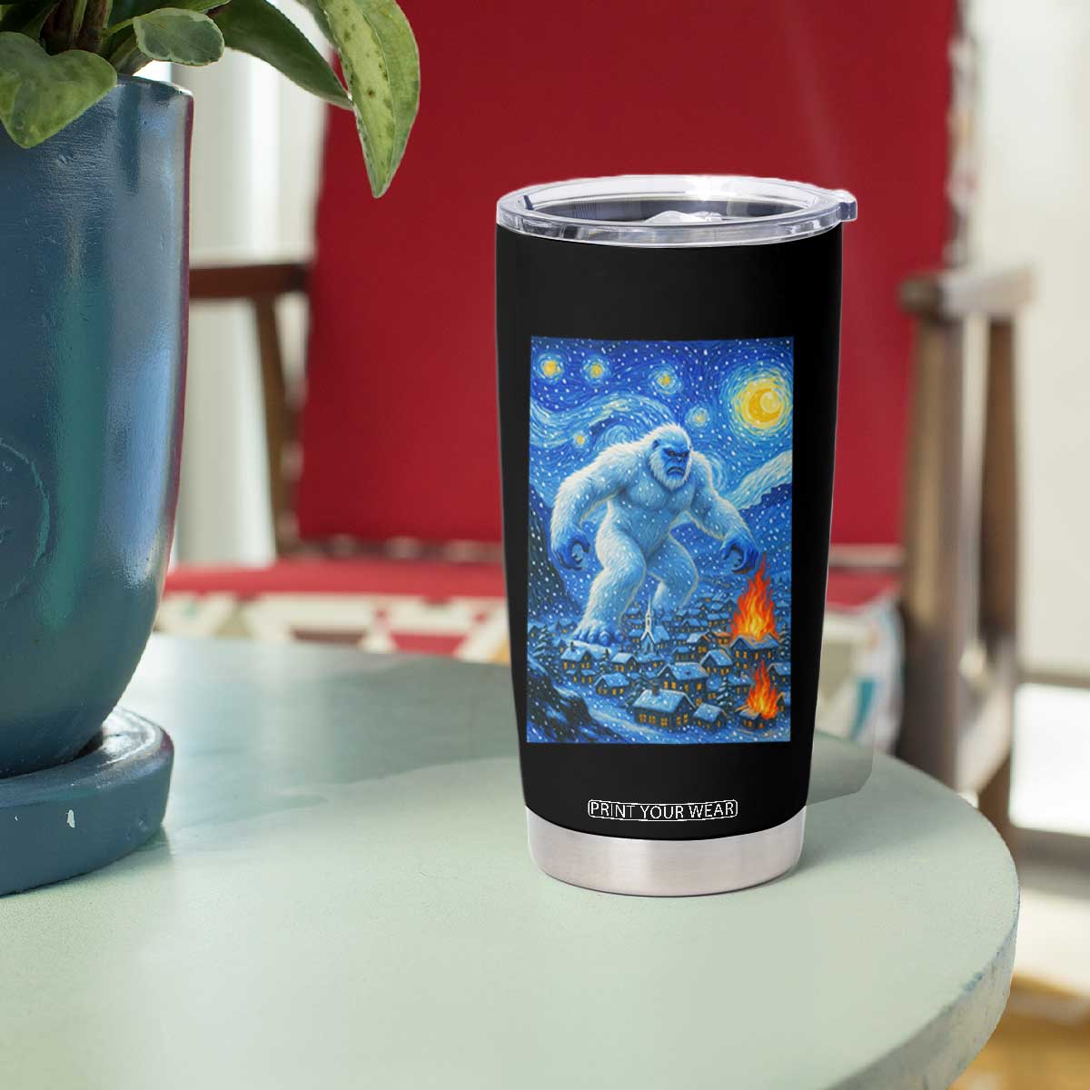 Yeti Cryptid Christmas Tumbler Cup Winter Monster Starry Night Xmas TS14 Print Your Wear