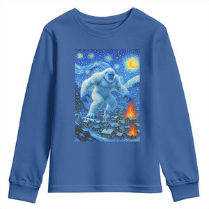 Yeti Cryptid Christmas Youth Sweatshirt Winter Monster Starry Night Xmas TS14 Royal Blue Print Your Wear