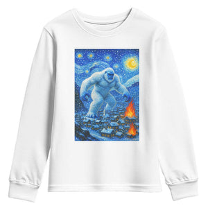 Yeti Cryptid Christmas Youth Sweatshirt Winter Monster Starry Night Xmas TS14 White Print Your Wear