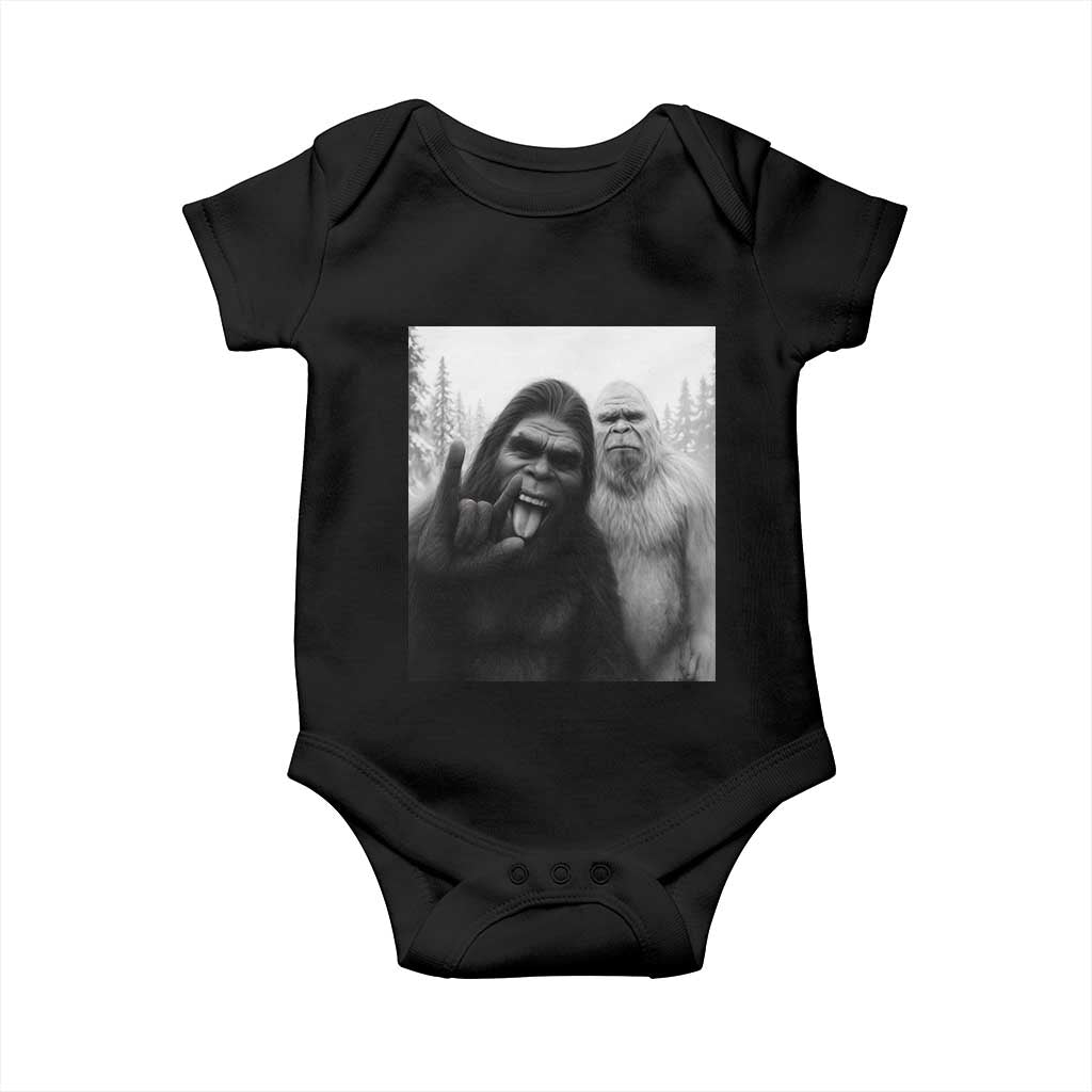 Bigfoot Selfie Christmas Baby Onesie Sasquatch Yeti Rock On Hand TS14 Black Print Your Wear
