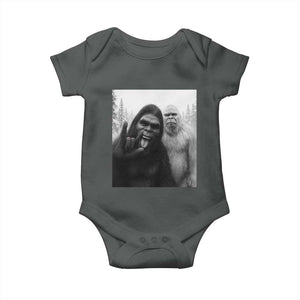 Bigfoot Selfie Christmas Baby Onesie Sasquatch Yeti Rock On Hand TS14 Dark Heather Print Your Wear